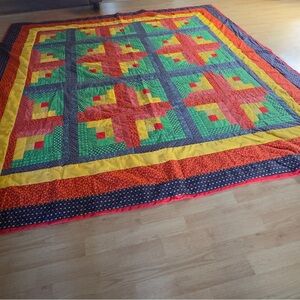 Handmade vintage Colorful Patchwork Quilt 2001